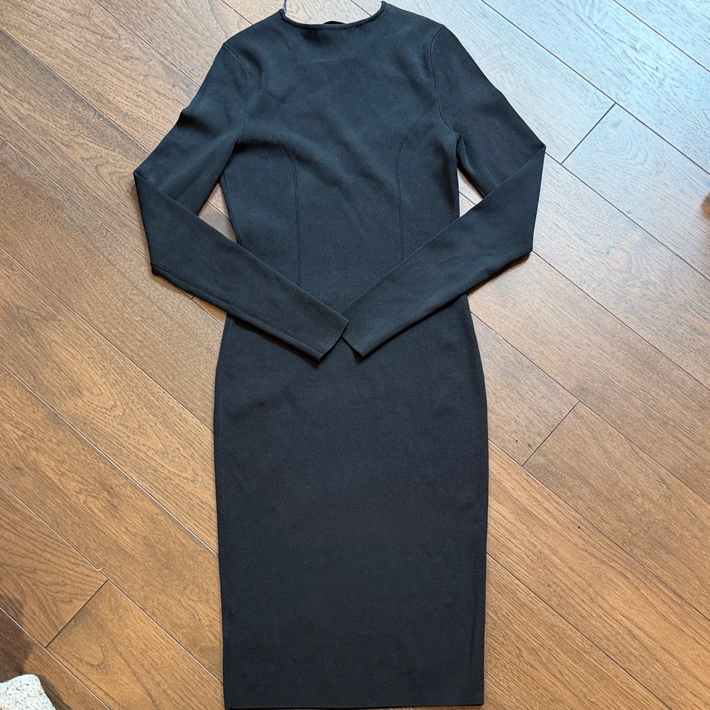 KARL LAGERFELD Women's Black Long Sleeves Bodycon Dress Medium C5-073 - Picture 6 of 6